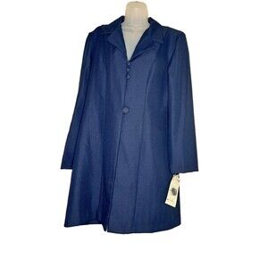 New VTG David Benjamin Coatigan Duster Size 12 Navy Blue Loop & Button Closure